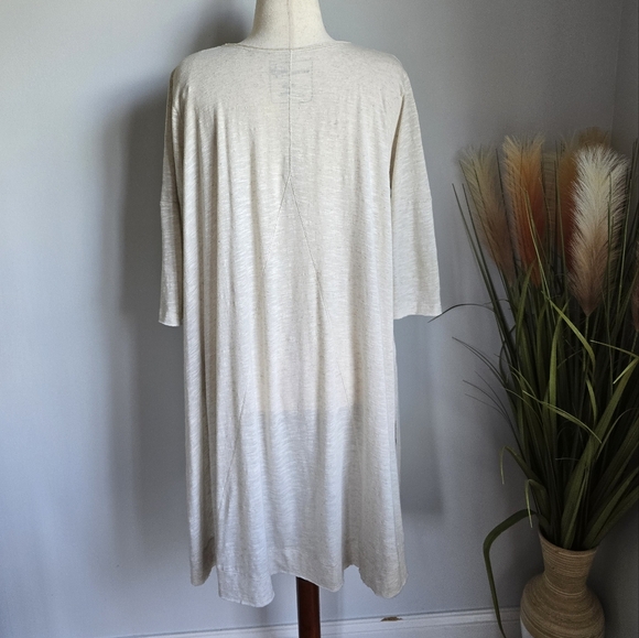 Free People Tri Sierra Linen Knit Cream Swing Oversized Tunic Top Size Medium - Picture 7 of 11
